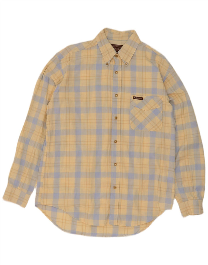 Camisa Marlboro Classics Hombre Algodón Cuadros Amarillo Medio