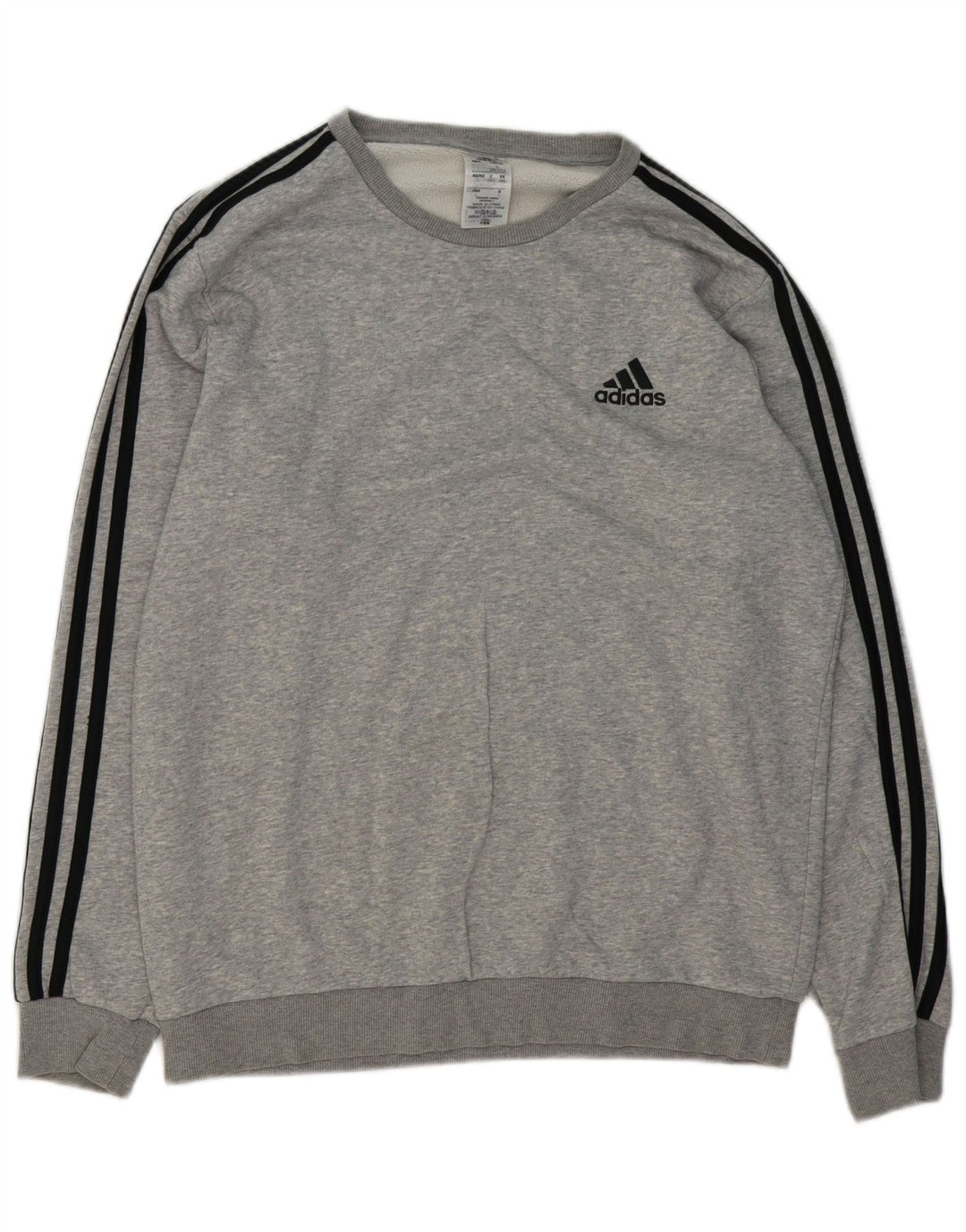 Adidas Hombre Sudadera Jumper Grande Gris Moteado Algodón