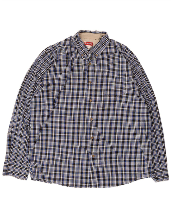 Camisa Wrangler Para Hombre De Algodón A Cuadros Azul Grande