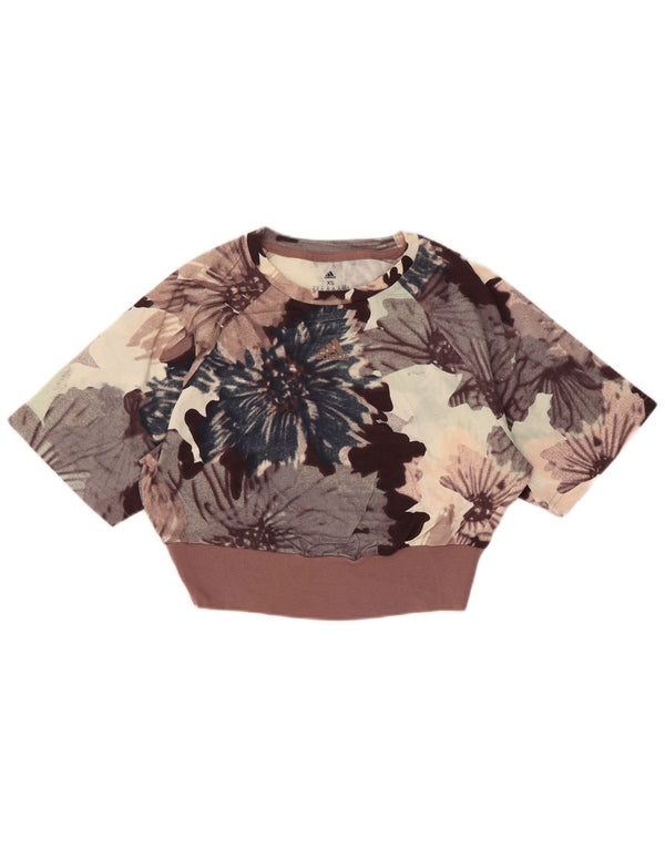 Adidas Camiseta Corta Suelta para Mujer UK 4/6 XS Multicolor Floral