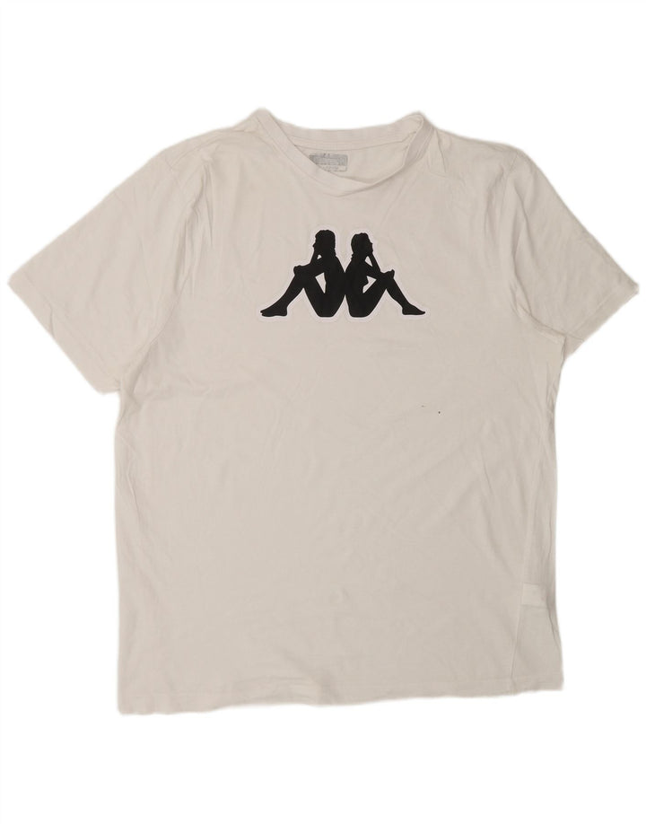 KAPPA Camiseta gráfica para hombre Top XL Algodón blanco