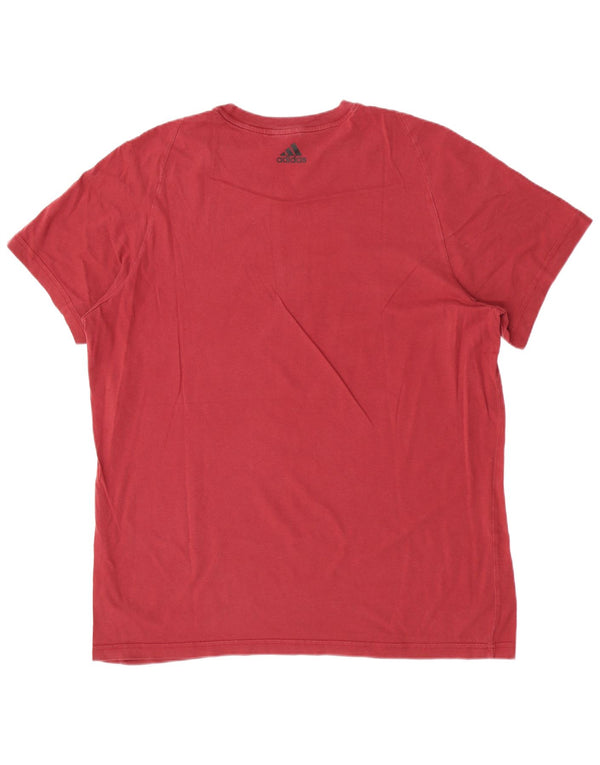 Adidas Hombre Camiseta Gráfica Top XL Algodón Rojo