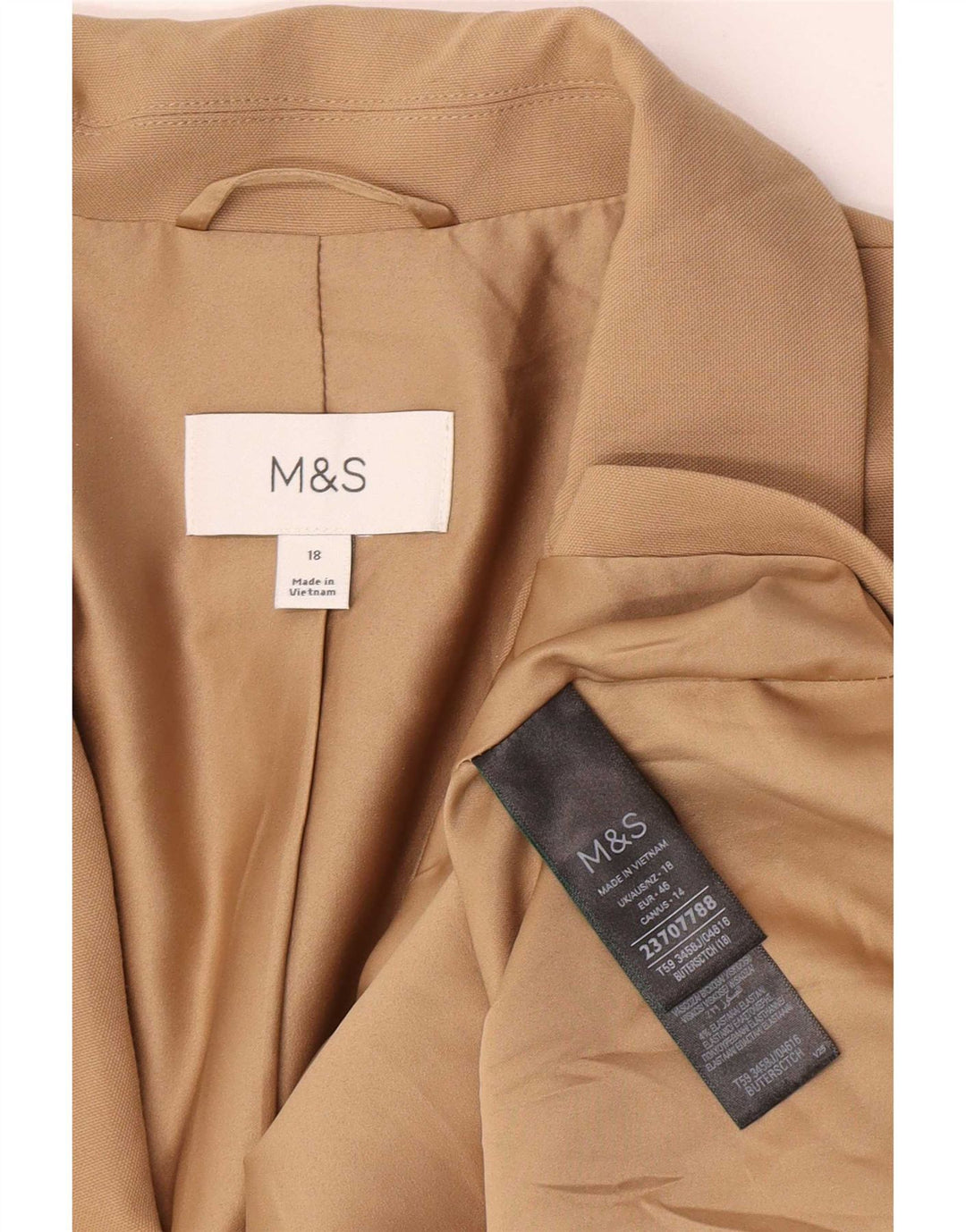 Marks & Spencer Chaqueta tipo blazer con 1 botón para mujer UK 40 XL Poliéster beige