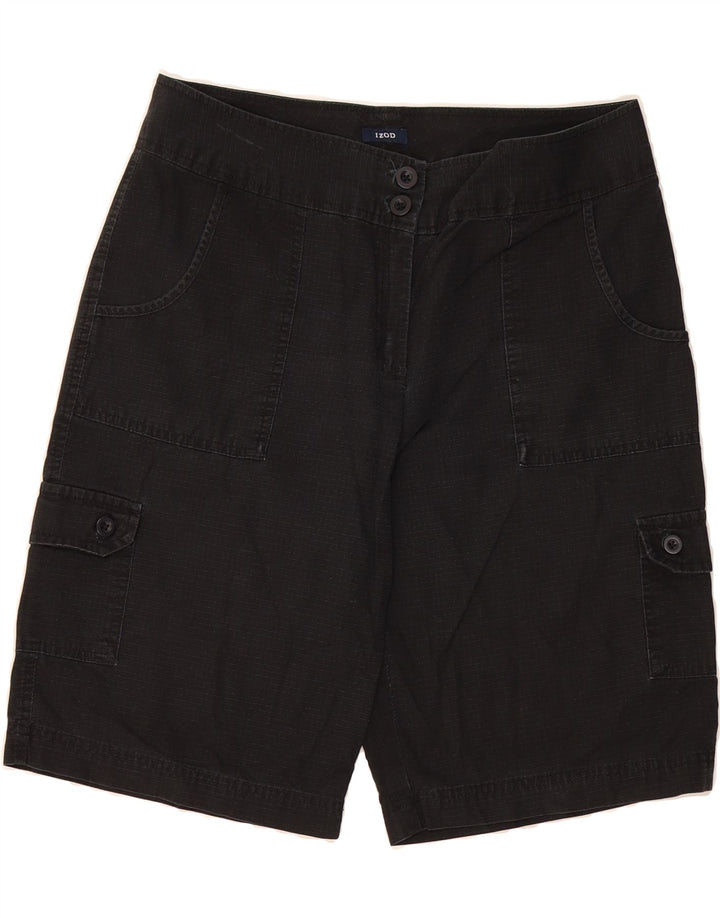 IZOD Womens Cargo Shorts US 10 Large W32 Black Check Cotton Vintage Izod and Second-Hand Izod from Messina Hembry 