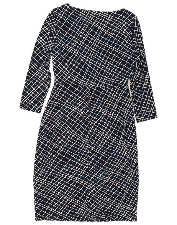 Laura Ashley Vestido tubo de manga larga para mujer UK 42 Medium Navy Blue Check