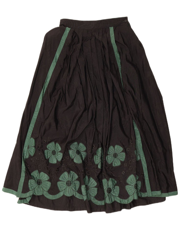 Perry Falda Acampanada Plisada Para Mujer IT 40 Small W27 Viscosa Floral Negra