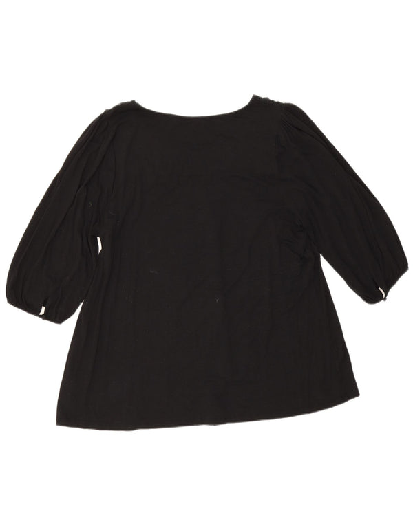 Marks & Spencer Blusa de manga 3/4 para mujer UK 20 2XL Viscosa negra