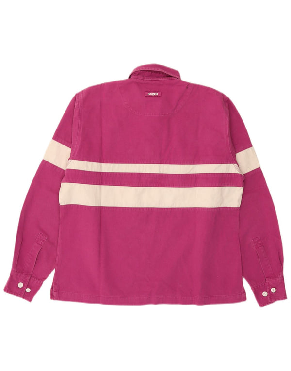 Musto Polo de rugby de manga larga para mujer UK 40 Grande Algodón a rayas rosa