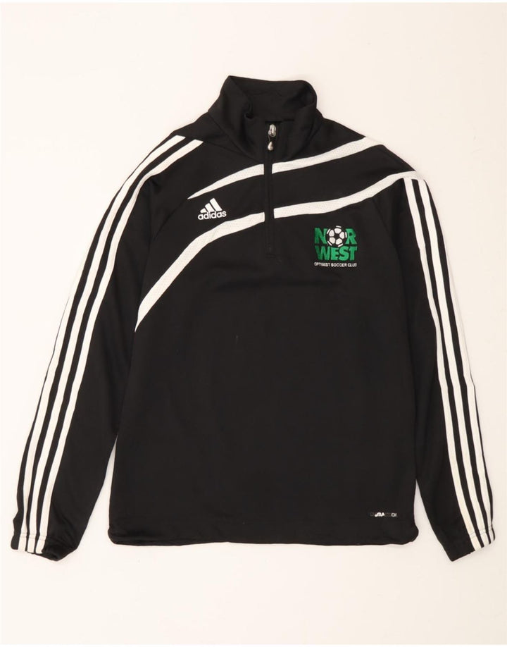 ADIDAS Boys Climacool Zip Neck Sweatshirt Jumper 13-14 Years Black Vintage Adidas and Second-Hand Adidas from Messina Hembry 