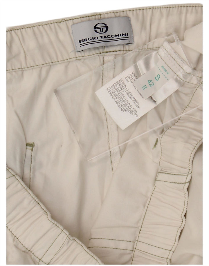 Sergio Tacchini Pantalones Capri Cargo para Mujer Pequeños W27 L20 Algodón Blanco