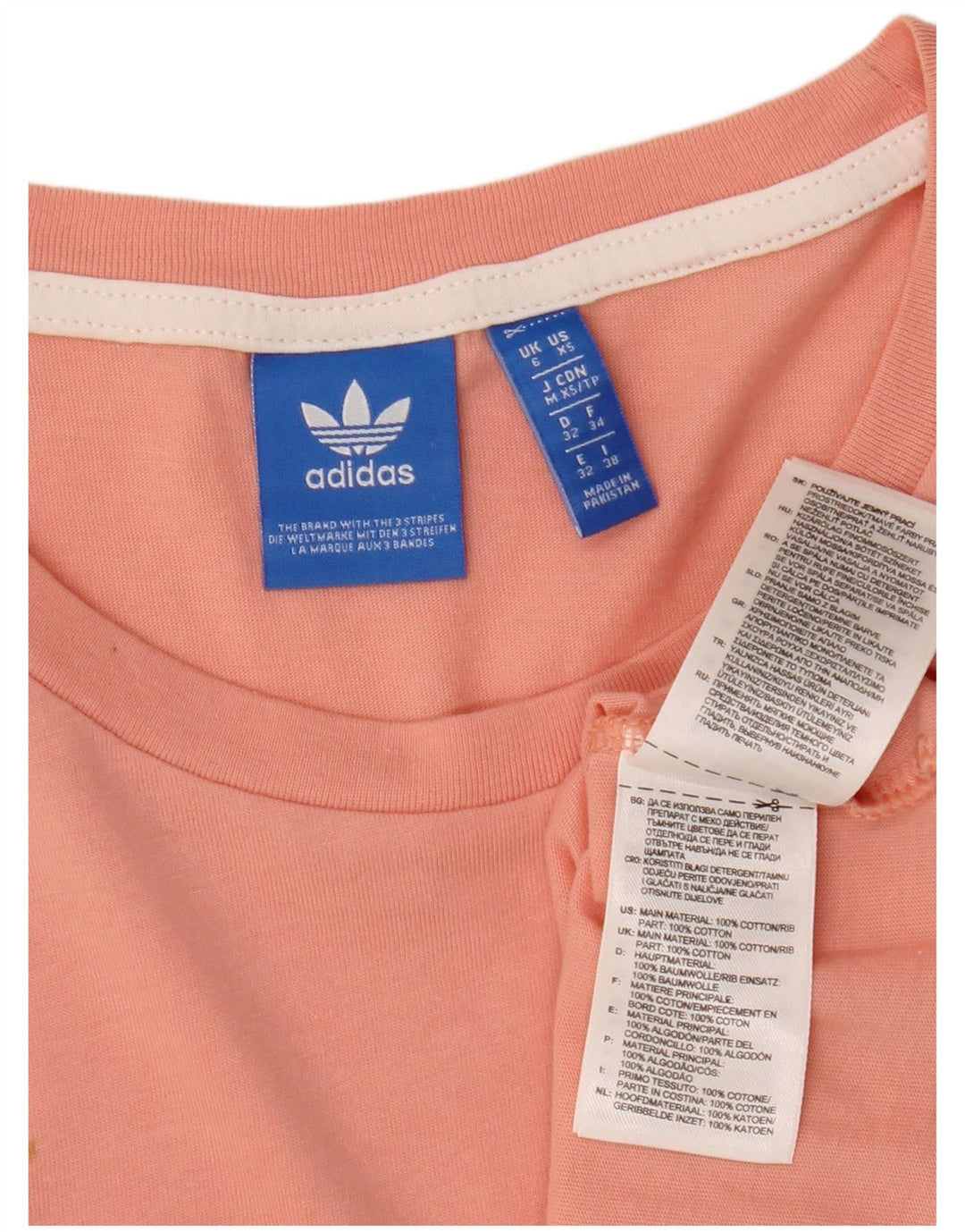 ADIDAS Camiseta corta extragrande para mujer UK 6 XS Algodón rosa
