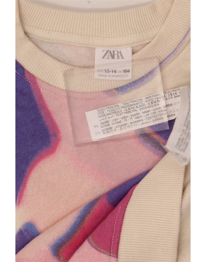 ZARA Sudadera Niña Jumper 13-14 Años Blanco Roto Colorblock