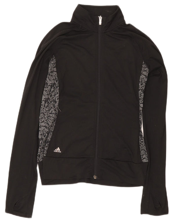 Adidas Womens Abstract Pattern Tracksuit Top Jacket UK 10 Small Black