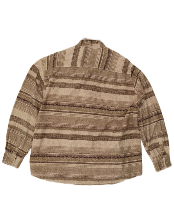 Camisa de franela vintage para hombre XL algodón a rayas marrón