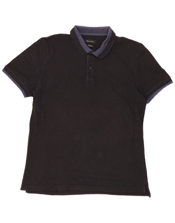 Massimo Dutti Polo Casual Fit Hombre XL Negro Colorblock
