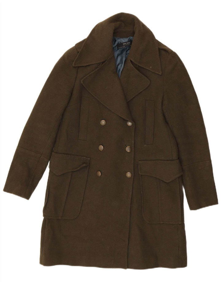 Zara Mujer Abrigo Cruzado UK 10 Small Caqui