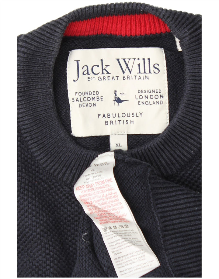 JACK WILLS Jersey de cuello redondo para mujer UK 18 XL Algodón azul marino