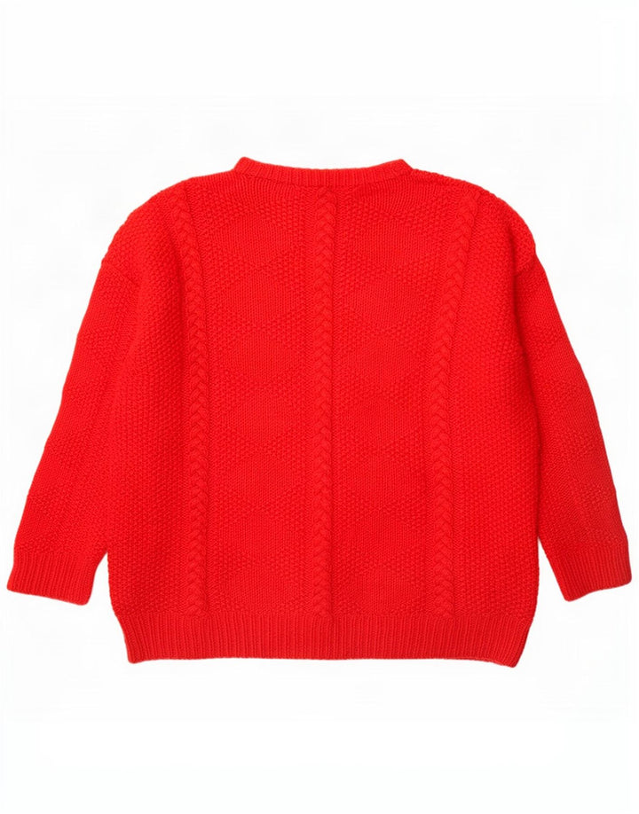 Vintage mujer cuello redondo jersey suéter Reino Unido 16 rojo grande