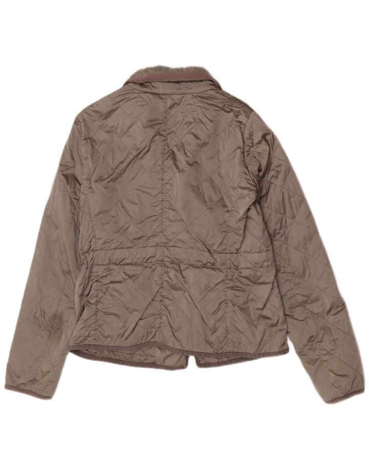Max Mara Chaqueta acolchada para mujer UK 10 Small Caqui Poliéster