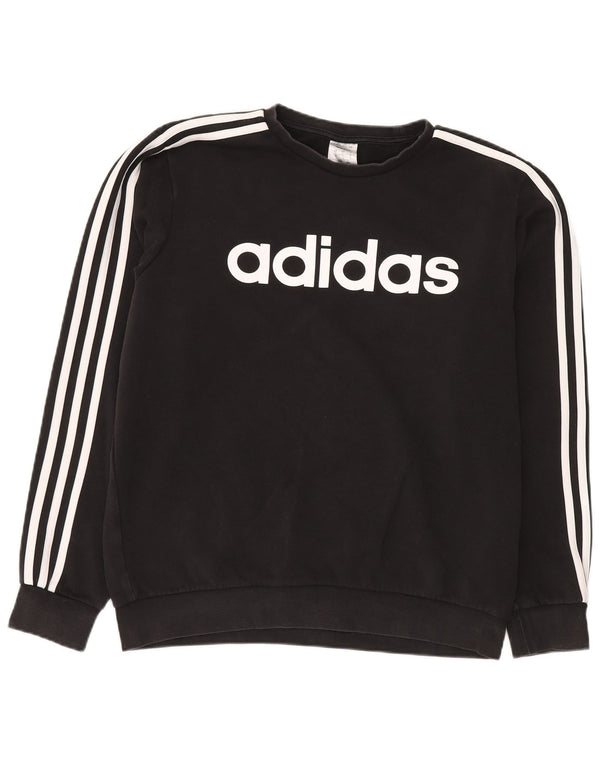 Adidas Hombre Sudadera Gráfica Jumper Grande Algodón Negro