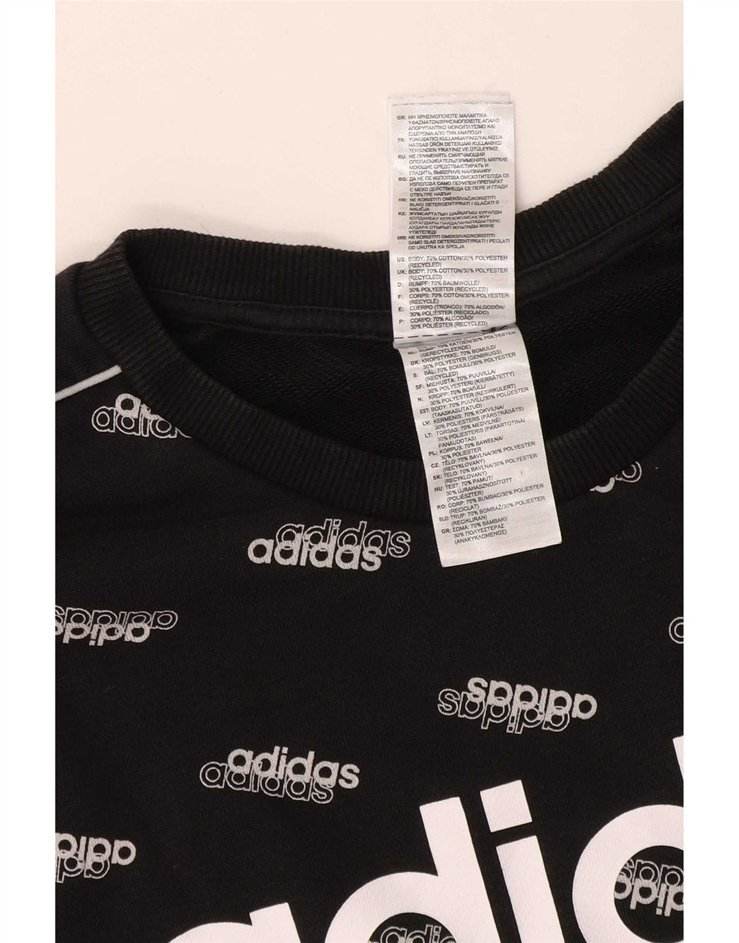 Adidas Hombre Sudadera Gráfica Jumper Grande Algodón Negro