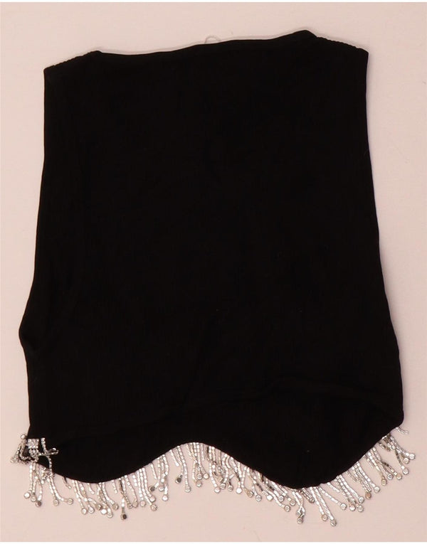 Zara Mujer Blusa Corta Sin Mangas Top UK 4 XS Nylon Negro