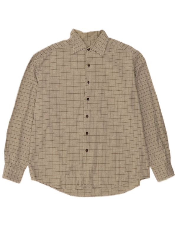 Ermenegildo Zegna Mens Soft Flannel Shirt XL Grey Check Cotton