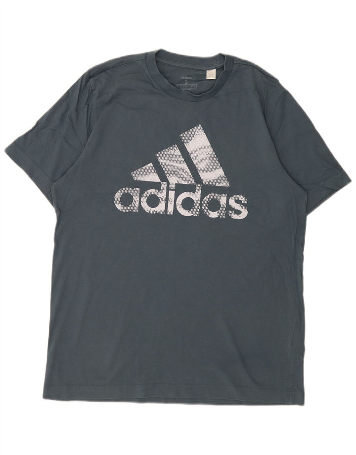 Adidas - Camiseta gráfica para hombre, talla pequeña, algodón azul