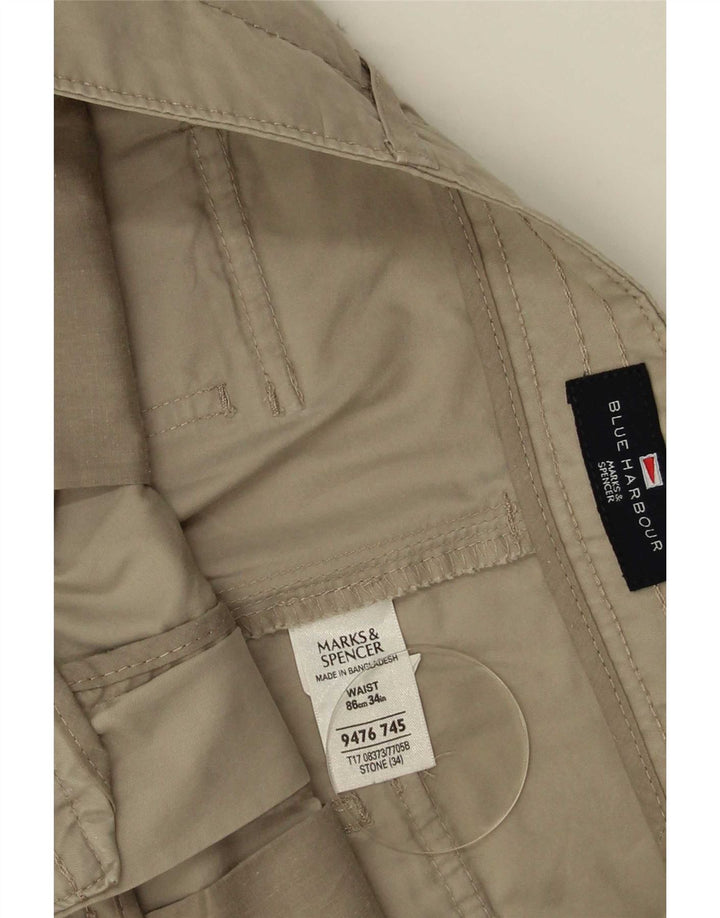 Marks & Spencer Bermudas Blue Harbor para hombre W34 Algodón beige grande