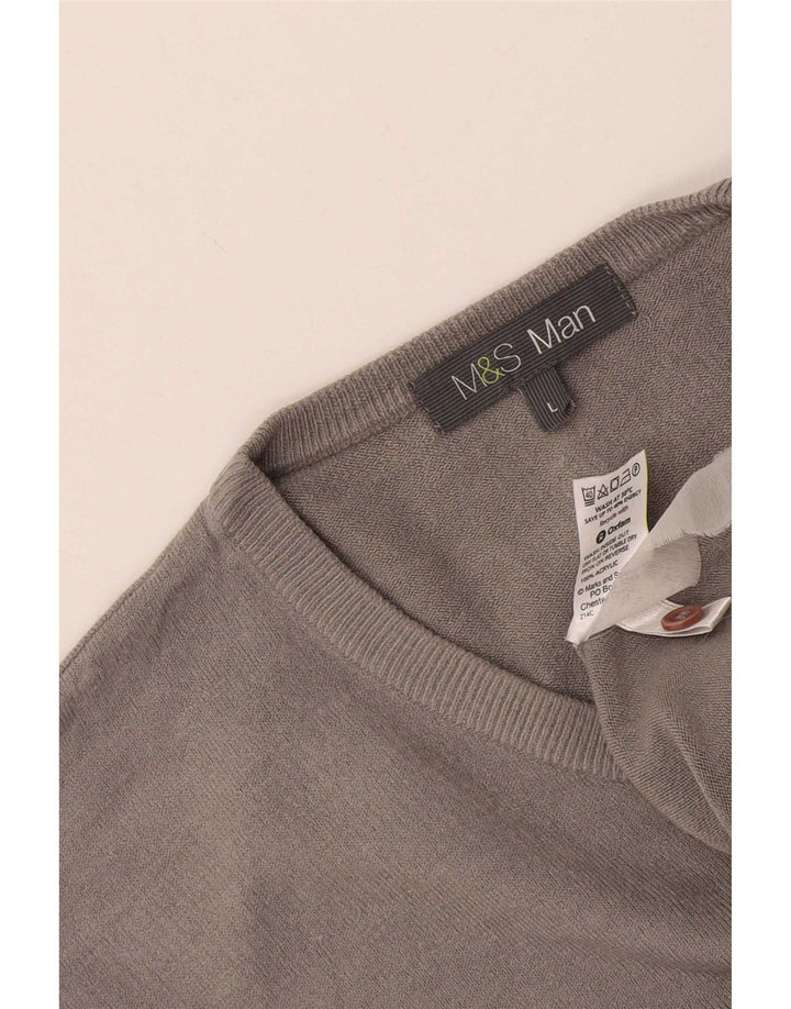 Marks & Spencer Suéter con Cuello en V para Hombre Acrílico Gris Grande