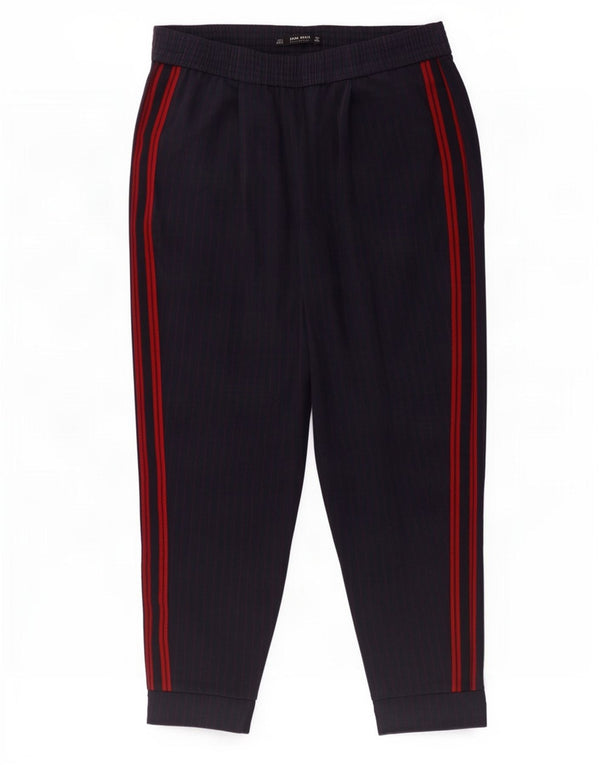 Zara Mujer Joggers Pantalones Cortos Pequeño W26 L23 Azul Marino Rayas