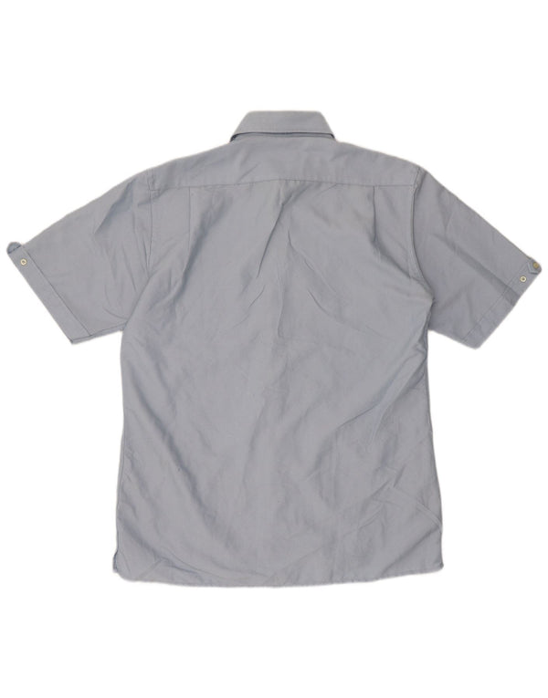 Camisa Pierre Cardin Hombre Manga Corta Regular Fit Algodón Azul Medio