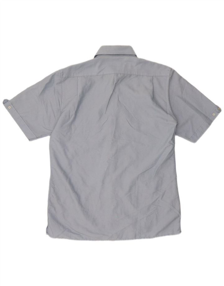 Camisa Pierre Cardin Hombre Manga Corta Regular Fit Algodón Azul Medio
