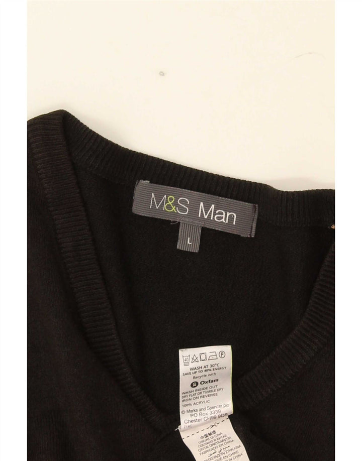 Marks & Spencer Suéter con Cuello en V para Hombre Grande Acrílico Negro