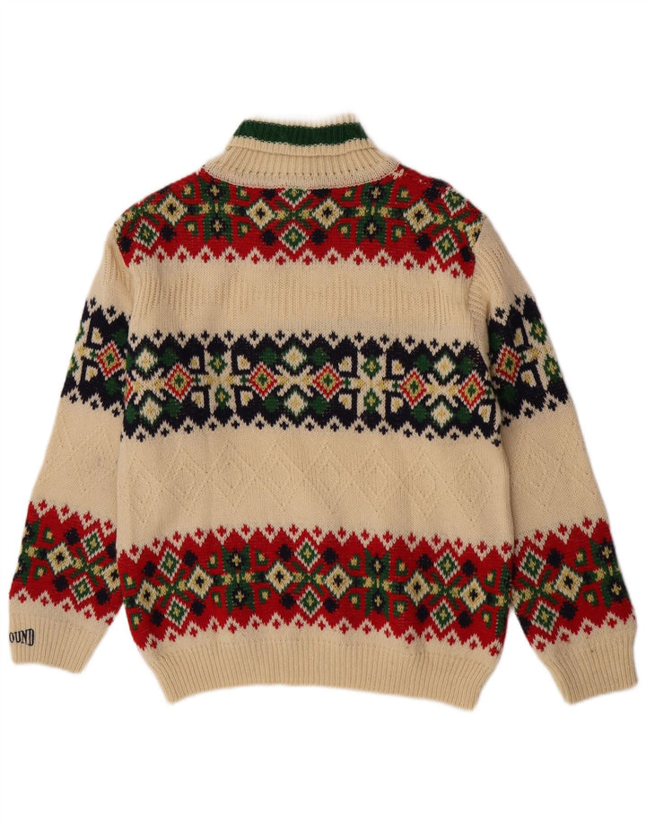 Foxhound Suéter tipo jersey con cuello vuelto para niños 15-16 años Lana blanca Fair Isle