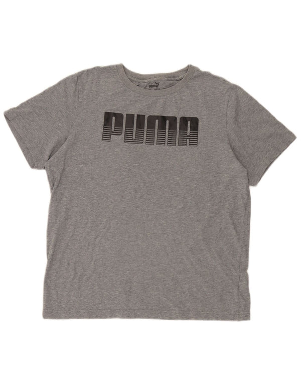 Camiseta gráfica Puma para hombre Top de algodón moteado gris medio