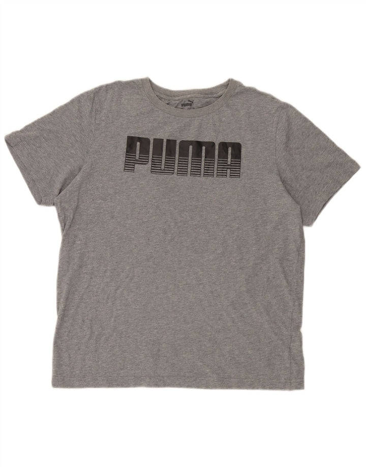 Camiseta gráfica Puma para hombre Top de algodón moteado gris medio