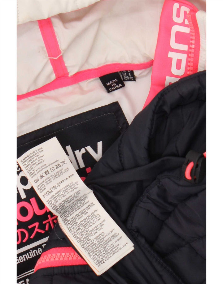 Superdry Mujer Chaqueta Acolchada Con Capucha UK 40 Medium Azul Marino Colorblock