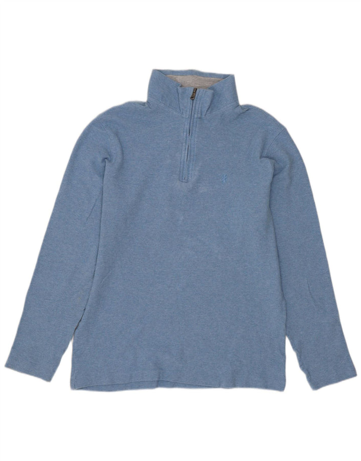 IZOD Sudadera con cuello y cremallera para mujer, talla 44, color azul medio