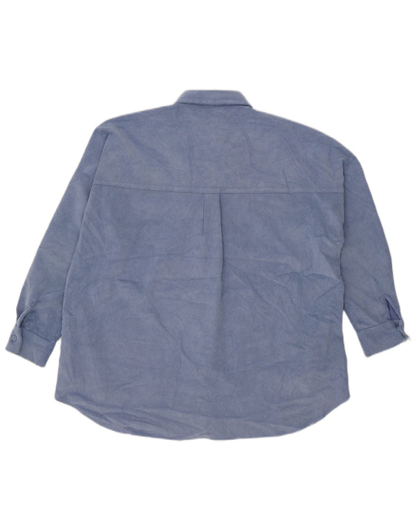 Zara Mujer Camisa De Pana Extragrande UK 10 Small Poliéster Azul