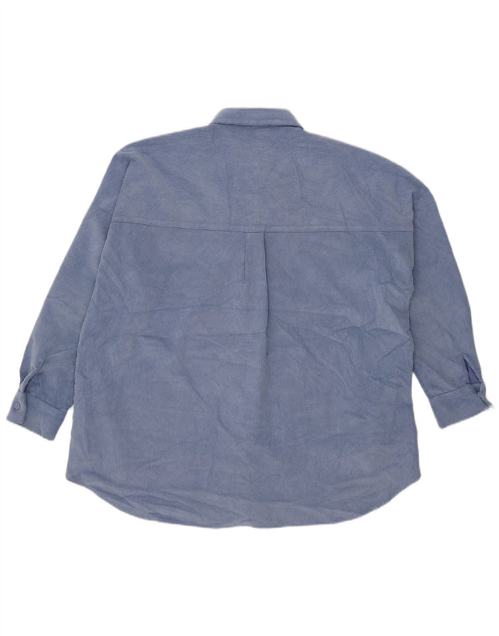 Zara Mujer Camisa De Pana Extragrande UK 10 Small Poliéster Azul