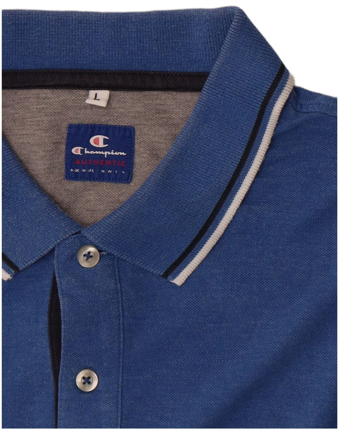 CHAMPION Polo para hombre de rayas azules grandes