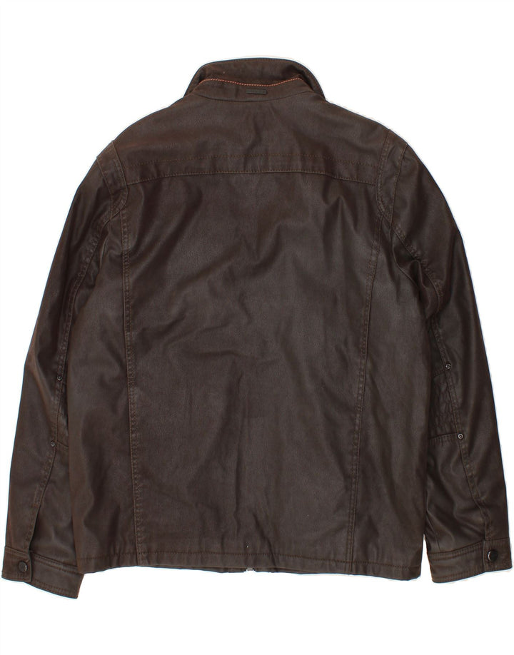 DNR Chaqueta de cuero para hombre IT 56 3XL Cuero marrón