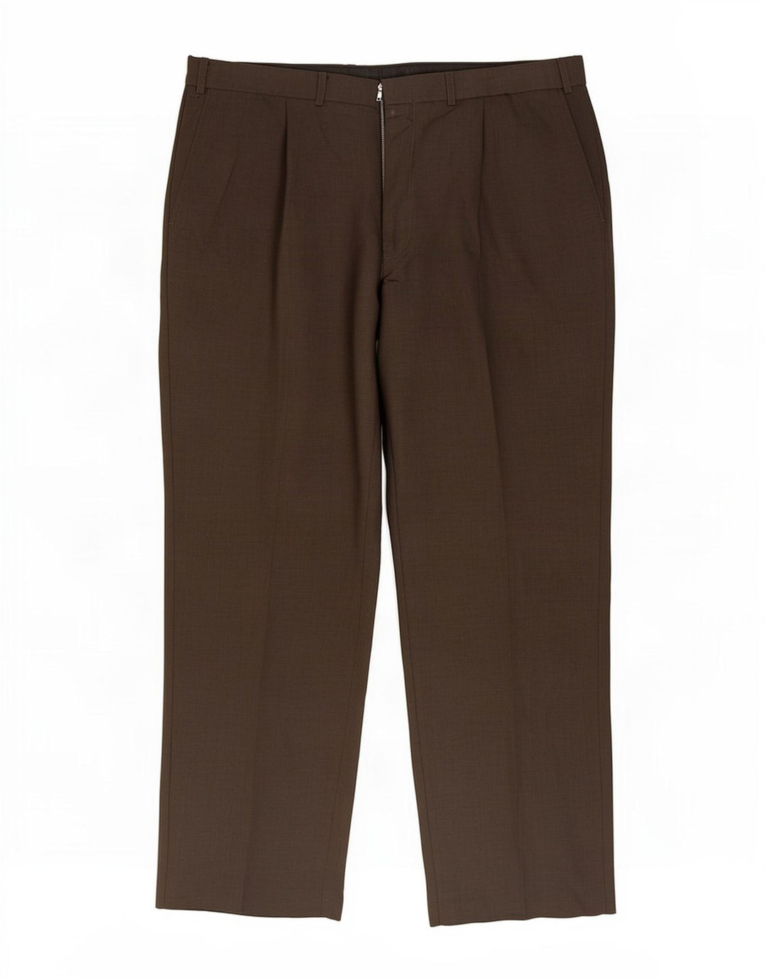 Marks & Spencer Pantalón de traje con pinzas para hombre W38 L31 Poliéster marrón