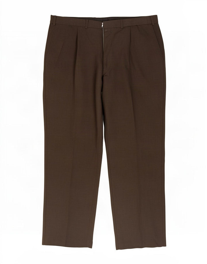 Marks & Spencer Pantalón de traje con pinzas para hombre W38 L31 Poliéster marrón
