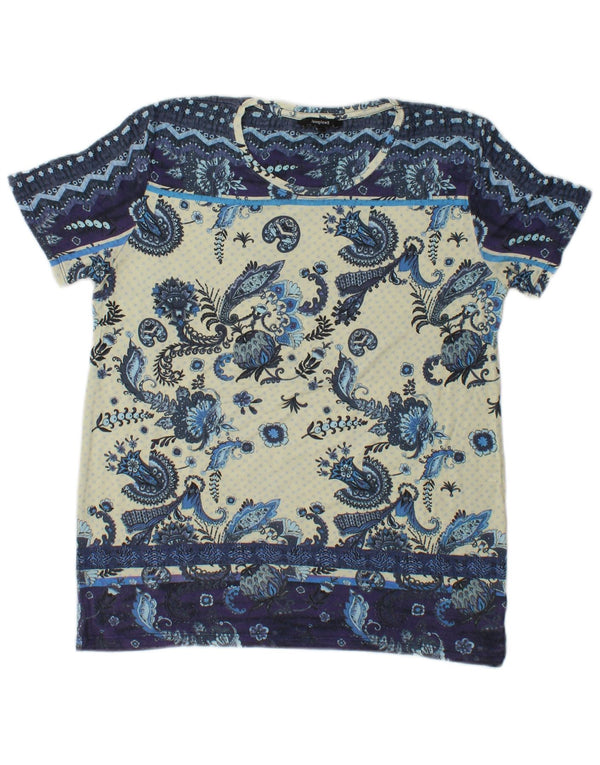 Desigual Camiseta para mujer Top UK 10 Small Blue Paisley