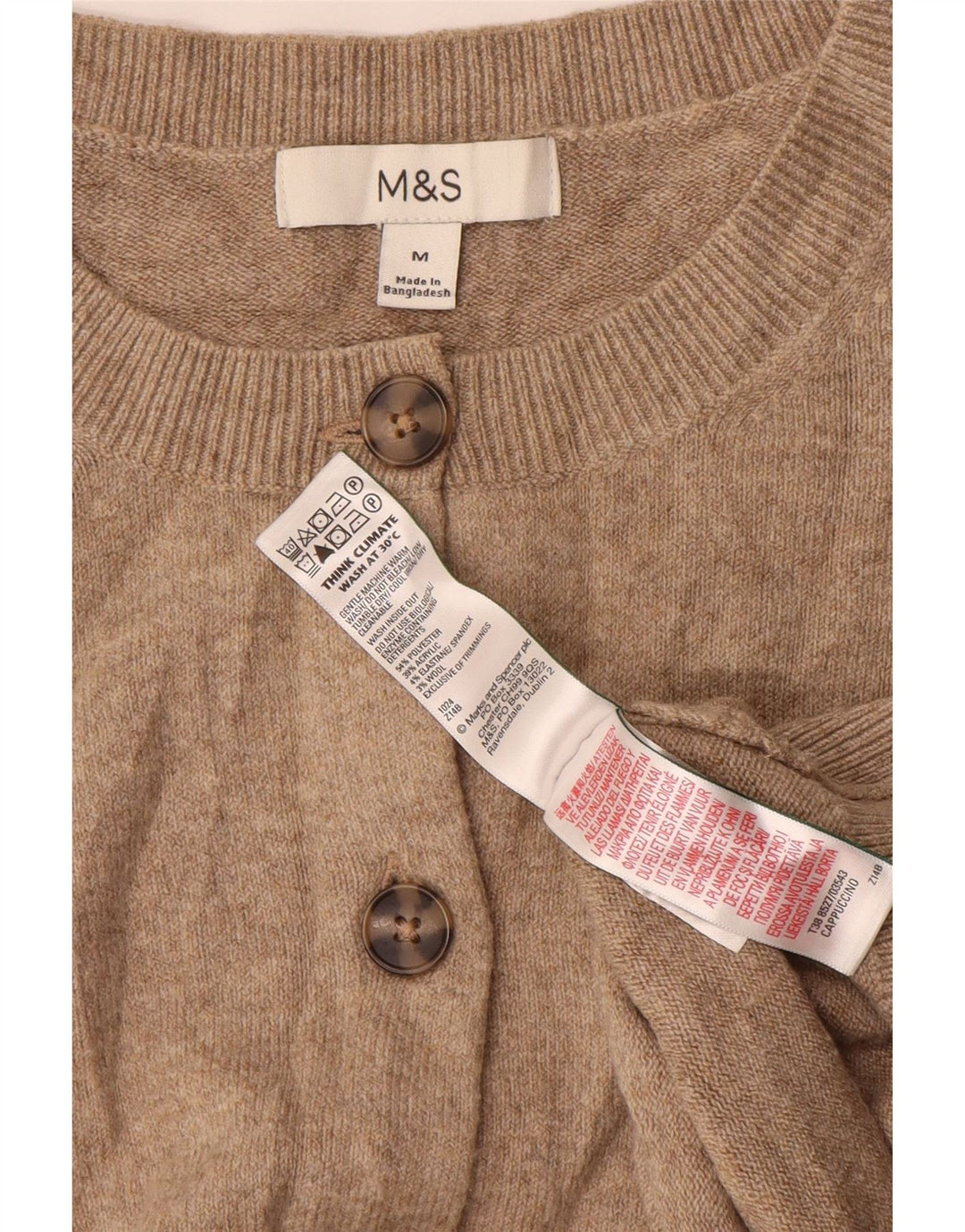 Marks & Spencer - Cárdigan extragrande para mujer, talla 40, color beige medio