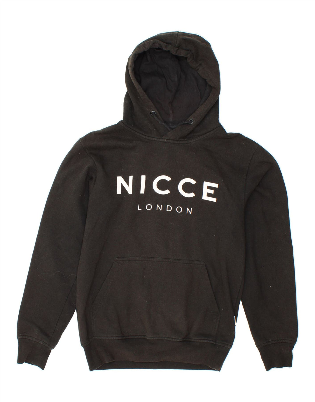 NICCE Mens Graphic Hoodie Jumper  XS Black Vintage Nicce and Second-Hand Nicce from Messina Hembry 