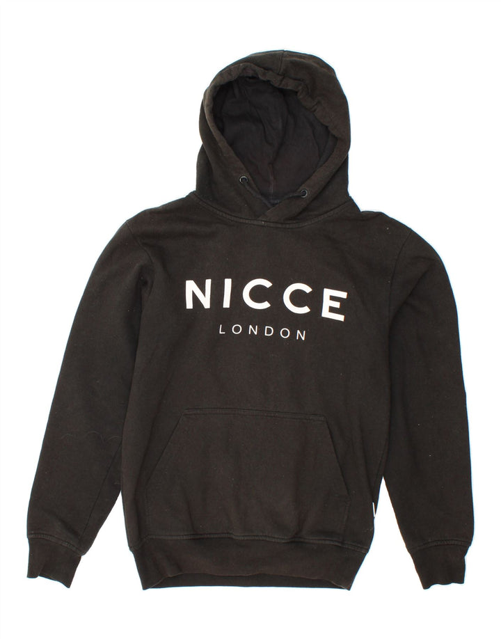 NICCE Mens Graphic Hoodie Jumper  XS Black Vintage Nicce and Second-Hand Nicce from Messina Hembry 