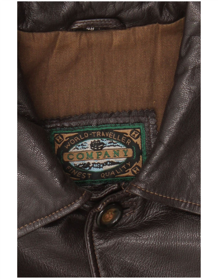 Chaqueta de cuero vintage para hombre IT 48 cuero marrón medio